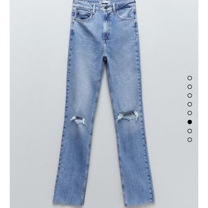 Zara Z1975 flared ripped slim fit jeans